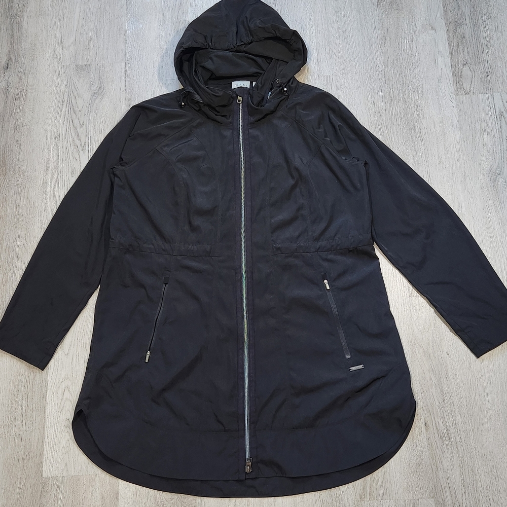 Athleta Black Drip Drop Anorak Lightweight Women Hooded Zip Front Jacket Large